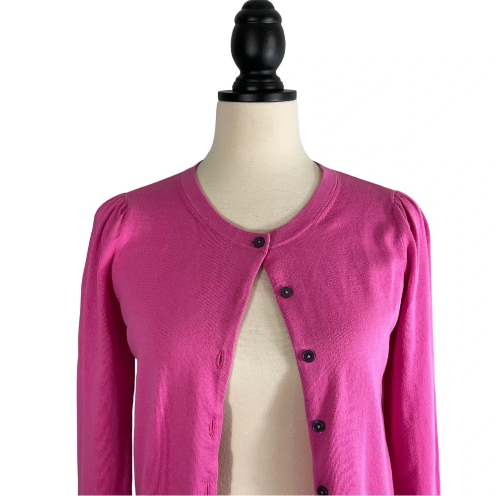 Boden Cotton Crewneck Cardigan Sweater Candy Pink Long Sleeve, Size XS - Picture 2 of 10